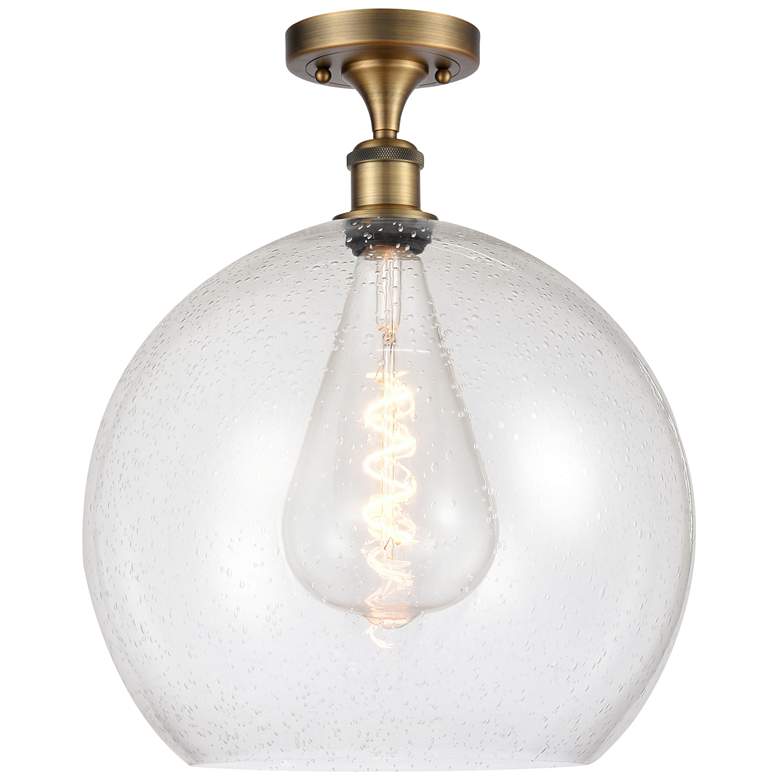 Image 1 Athens 14" LED Semi-Flush Mount - Brushed Brass - Seedy Shade