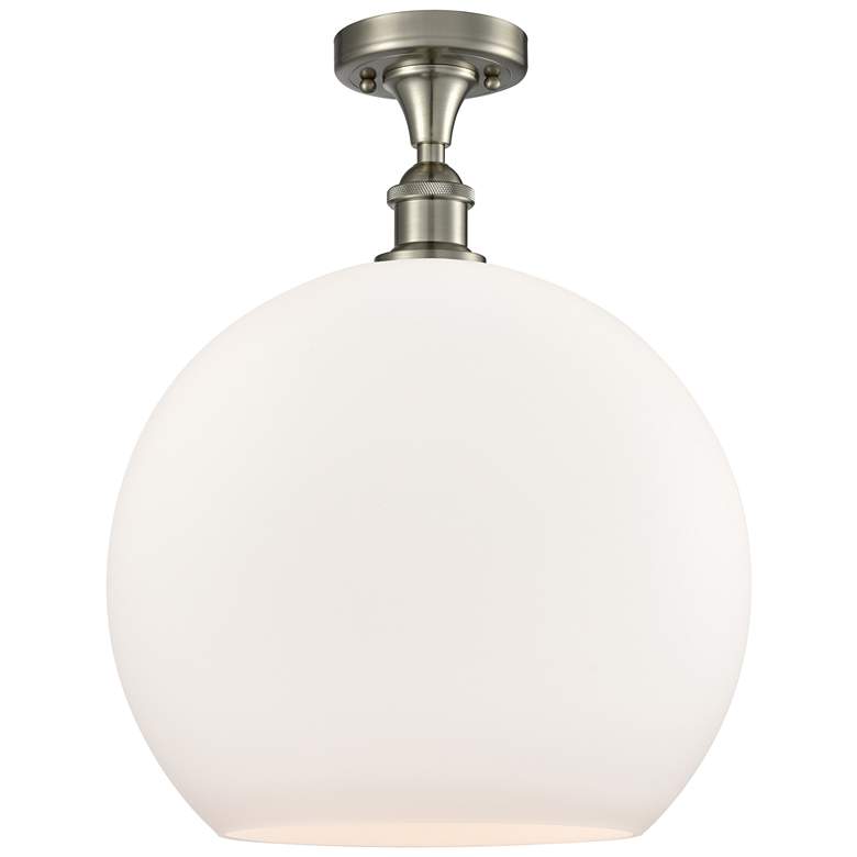 Image 1 Athens 14" LED Semi-Flush Mount - Brushed Satin Nickel - Matte White