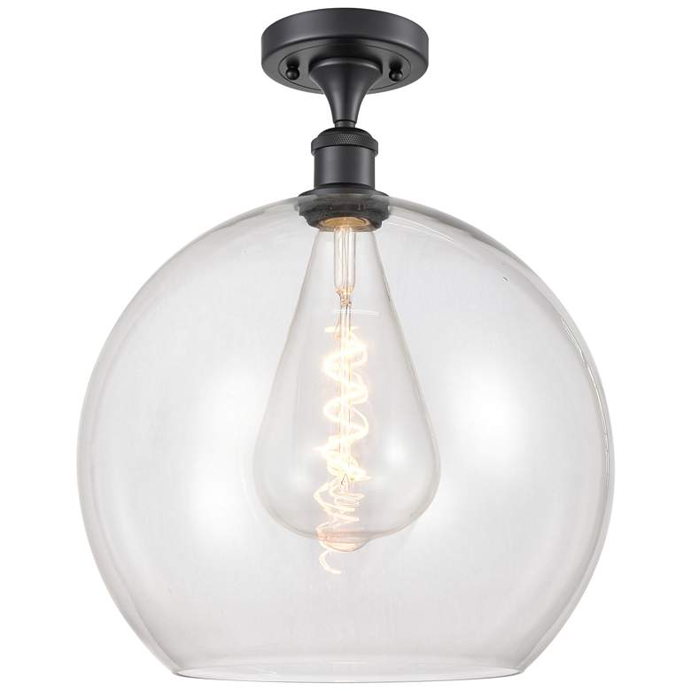 Image 1 Athens 14" LED Semi-Flush Mount - Matte Black - Clear Shade