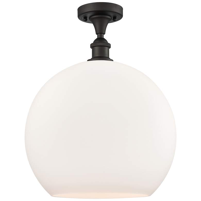 Image 1 Athens 14" LED Semi-Flush Mount - Oil Rubbed Bronze - Matte White Sha