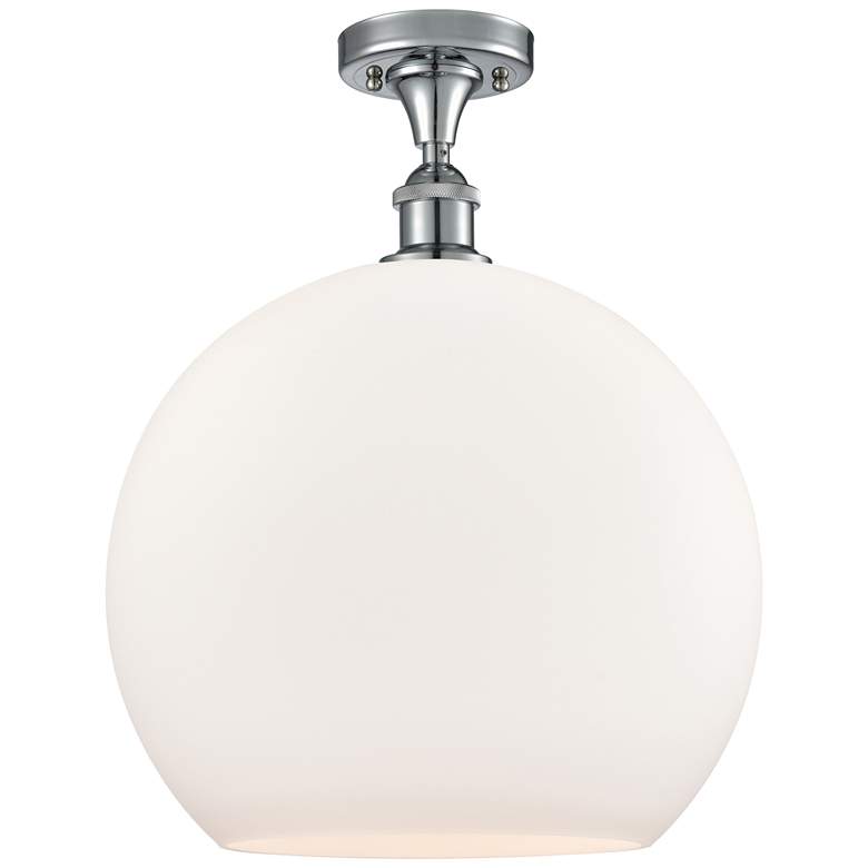Image 1 Athens 14" LED Semi-Flush Mount - Polished Chrome - Matte White Shade