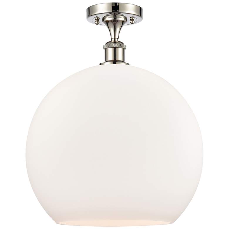 Image 1 Athens 14" LED Semi-Flush Mount - Polished Nickel - Matte White Shade