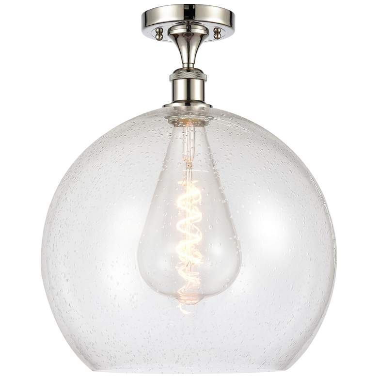 Image 1 Athens 14" LED Semi-Flush Mount - Polished Nickel - Seedy Shade