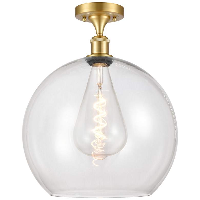 Image 1 Athens 14" LED Semi-Flush Mount - Satin Gold - Clear Shade