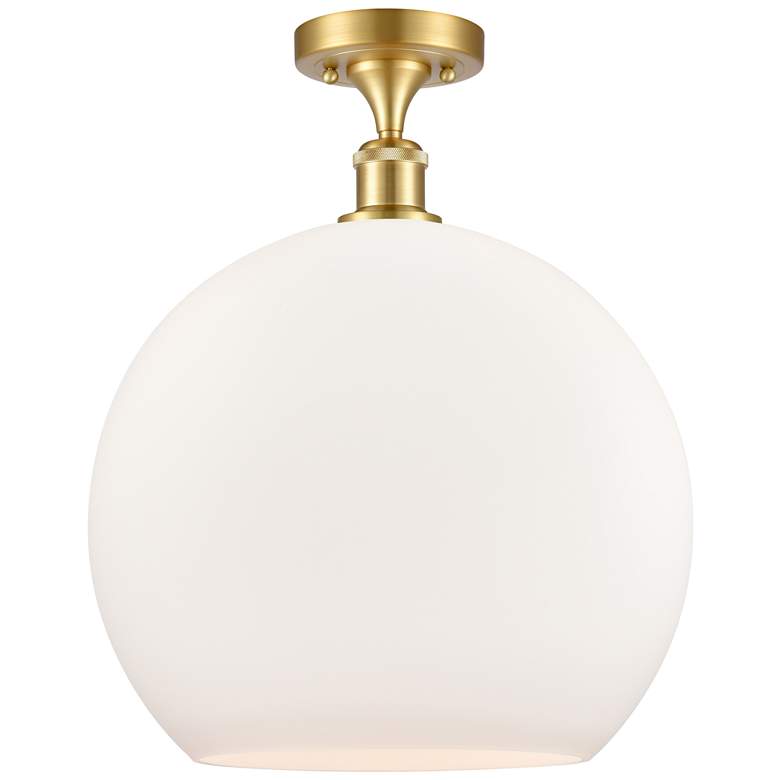 Image 1 Athens 14" LED Semi-Flush Mount - Satin Gold - Matte White Shade