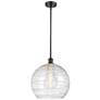 Athens 14" Matte Black LED Pendant With Clear Deco Swirl Shade