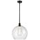 Athens 14" Matte Black LED Pendant With Seedy Shade