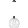 Athens 14" Matte Black LED Pendant With Seedy Shade