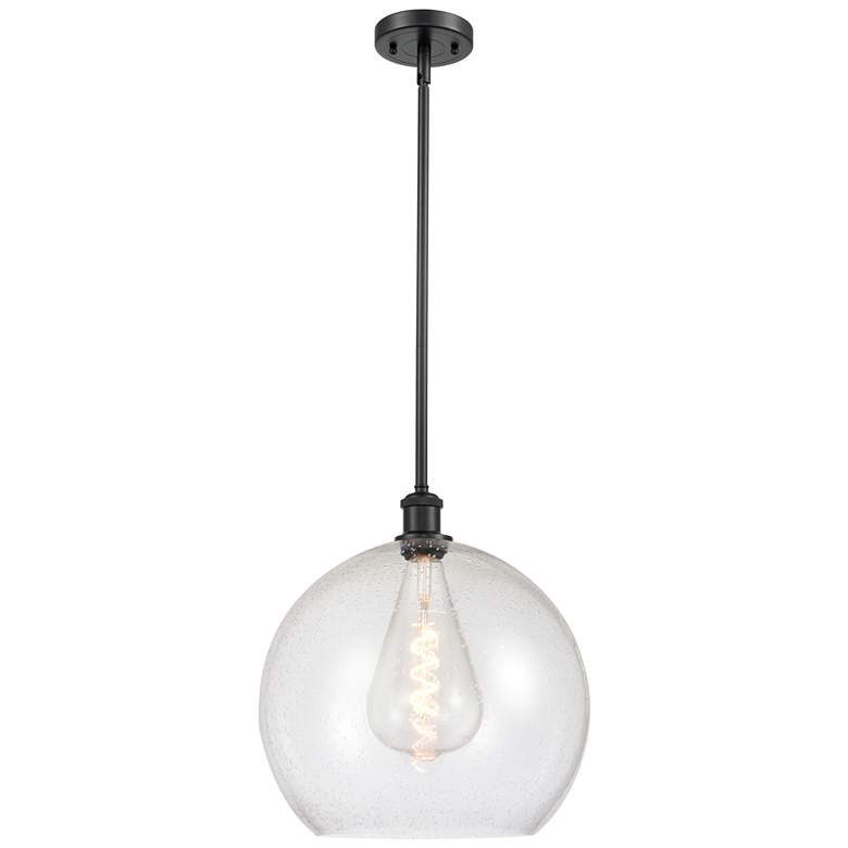 Image 1 Athens 14" Matte Black LED Pendant With Seedy Shade
