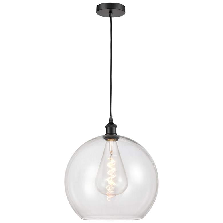 Image 1 Athens 14" Matte Black Pendant w/ Clear Shade