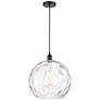 Athens 14" Matte Black Pendant w/ Clear Water Glass Shade
