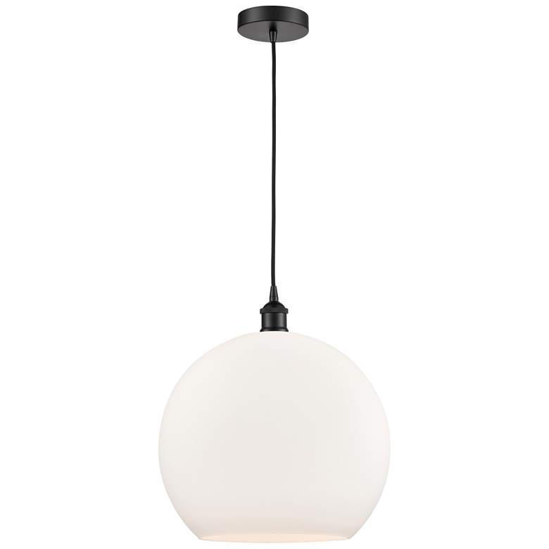Image 1 Athens 14" Matte Black Pendant w/ Matte White Shade
