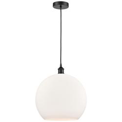 Athens 14" Matte Black Pendant w/ Matte White Shade