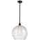 Athens 14" Matte Black Stem Hung Pendant w/ Clear Deco Swirl Shade
