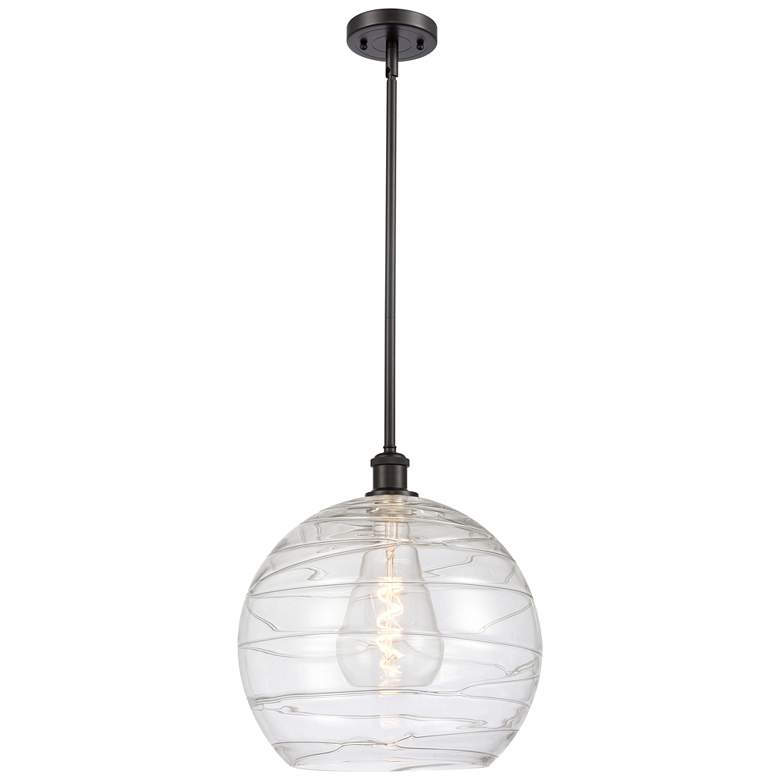 Image 1 Athens 14" Oil Rubbed Bronze LED Pendant With Clear Deco Swirl Shade