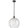 Athens 14" Oil Rubbed Bronze LED Pendant With Clear Deco Swirl Shade