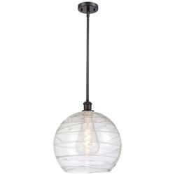Athens 14" Oil Rubbed Bronze LED Pendant With Clear Deco Swirl Shade