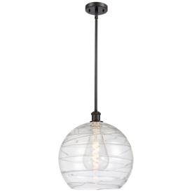 Athens 14" Oil Rubbed Bronze LED Pendant With Clear Deco Swirl Shade Athens 14" Oil Rubbed Bronze LED Pendant With Clear Deco Swirl Shade