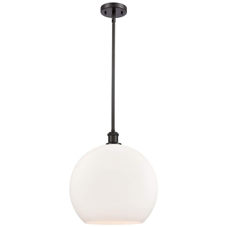 Image 1 Athens 14 inch Oil Rubbed Bronze LED Pendant With Matte White Shade
