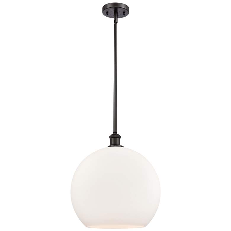 Image 1 Athens 14" Oil Rubbed Bronze LED Pendant With Matte White Shade