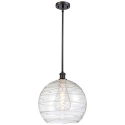 Athens 14" Oil Rubbed Bronze Pendant With Clear Deco Swirl Shade