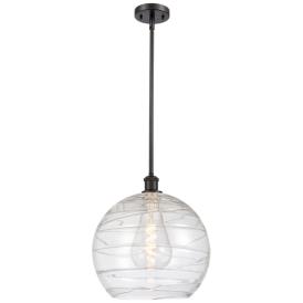 Athens 14" Oil Rubbed Bronze Pendant With Clear Deco Swirl Shade Athens 14" Oil Rubbed Bronze Pendant With Clear Deco Swirl Shade