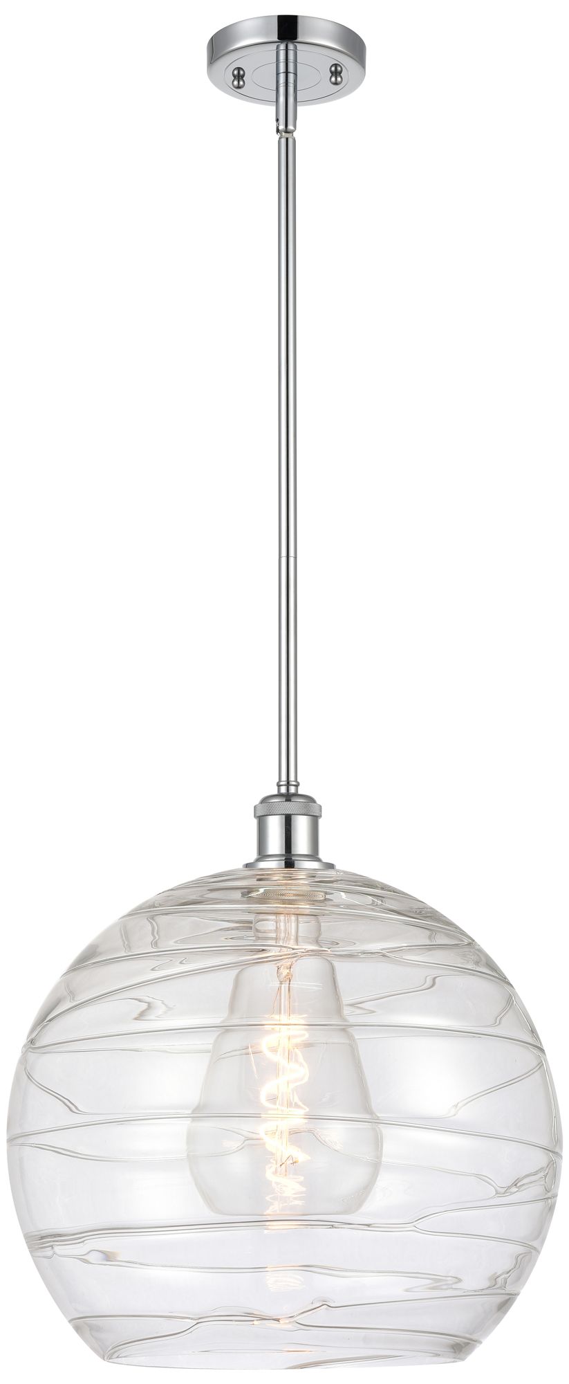 Athens 14" Polished Chrome LED Pendant With Clear Deco Swirl Made to O