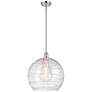 Athens 14" Polished Chrome LED Pendant With Clear Deco Swirl Shade