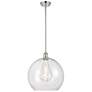 Athens 14" Polished Chrome LED Pendant With Clear Shade