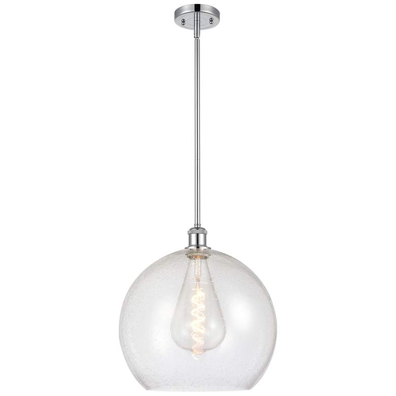 Image 1 Athens 14" Polished Chrome LED Pendant With Seedy Shade