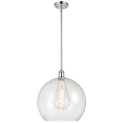 Athens 14" Polished Chrome LED Pendant With Seedy Shade