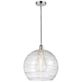 Athens 14" Polished Chrome Pendant w/ Clear Deco Swirl Shade Athens 14" Polished Chrome Pendant w/ Clear Deco Swirl Shade