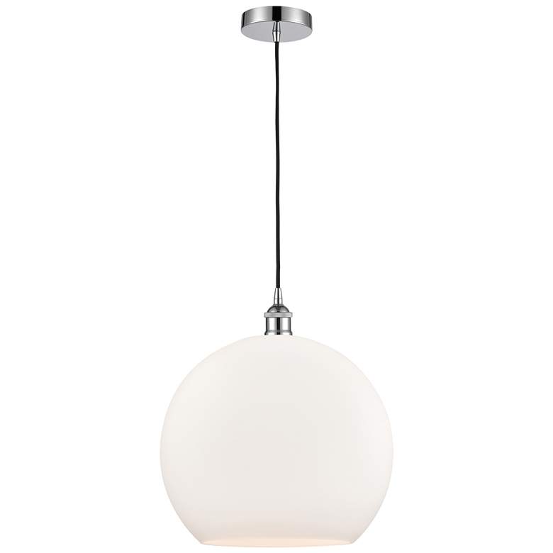 Image 1 Athens 14" Polished Chrome Pendant w/ Matte White Shade