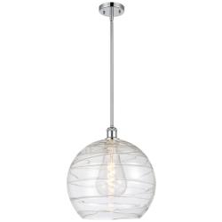 Athens 14" Polished Chrome Pendant With Clear Deco Swirl Shade