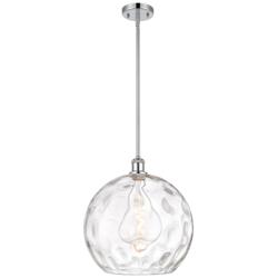 Athens 14" Polished Chrome Pendant With Clear Water Glass Shade