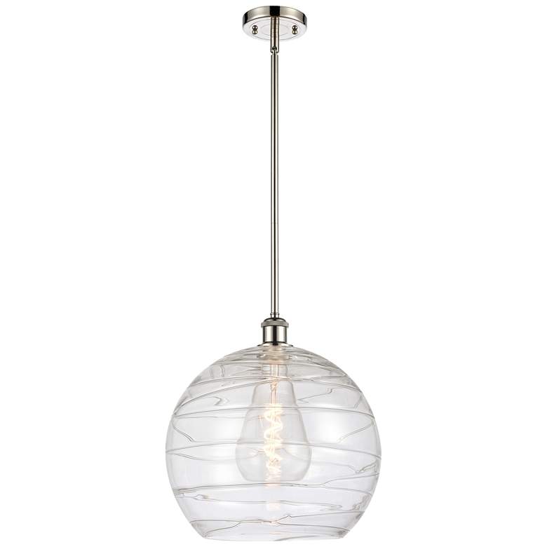 Image 1 Athens 14" Polished Nickel LED Pendant With Clear Deco Swirl Shade