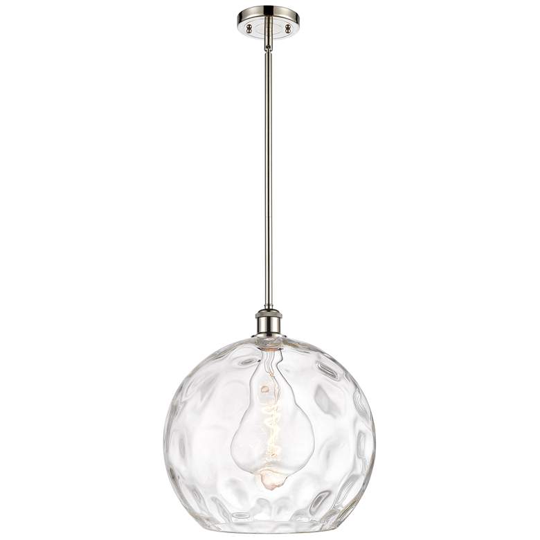 Image 1 Athens 14 inch Polished Nickel LED Pendant With Clear Water Glass Shade