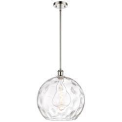 Athens 14" Polished Nickel LED Pendant With Clear Water Glass Shade