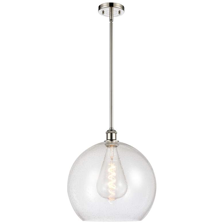 Image 1 Athens 14" Polished Nickel LED Pendant With Seedy Shade