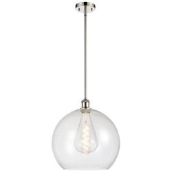 Athens 14" Polished Nickel LED Pendant With Seedy Shade
