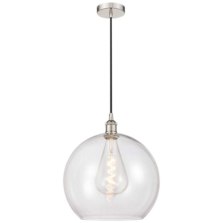 Image 1 Athens 14" Polished Nickel Pendant w/ Clear Shade