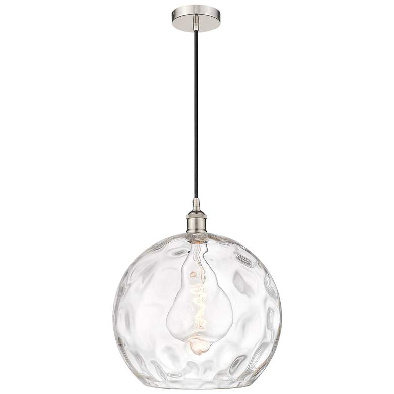 Image 1 Athens 14 inch Polished Nickel Pendant w/ Clear Water Glass Shade