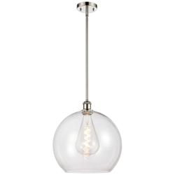 Athens 14" Polished Nickel Pendant With Clear Shade
