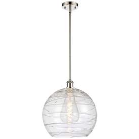 Image1 of Athens 14" Polished Nickel Stem Hung Pendant w/ Clear Deco Swirl Shade