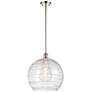 Athens 14" Polished Nickel Stem Hung Pendant w/ Clear Deco Swirl Shade