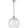 Athens 14" Polished Nickel Stem Hung Pendant w/ Clear Deco Swirl Shade