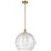 Athens 14" Satin Gold LED Pendant With Clear Deco Swirl Shade