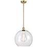 Athens 14" Satin Gold LED Pendant With Clear Shade