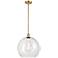 Athens 14" Satin Gold LED Pendant With Clear Shade