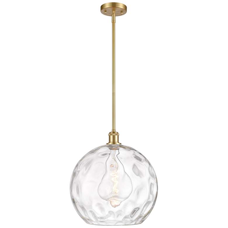 Image 1 Athens 14 inch Satin Gold LED Pendant With Clear Water Glass Shade